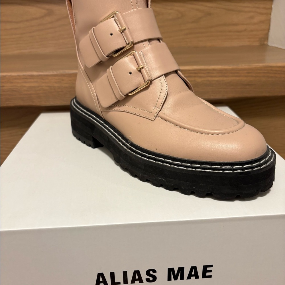 Alias Mae Women's Cream Leather Combat Boots